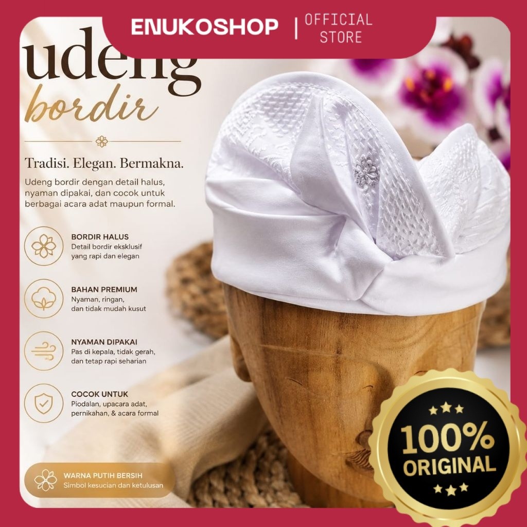 Udeng Jadi Bordir/ Udeng Jadi Putih Bordir/ Udeng Dewasa UP