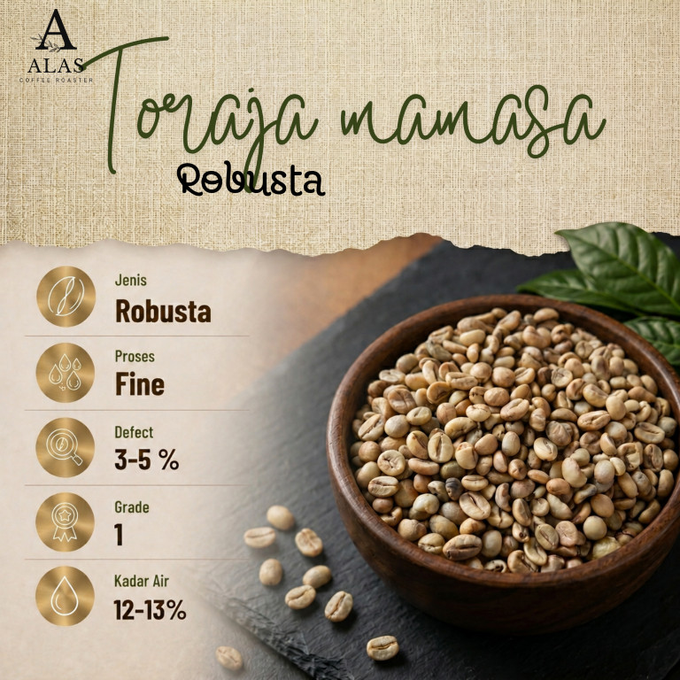 Robusta Toraja Mamasa Grade 1 Green Bean | Biji Kopi Mentah 1kg