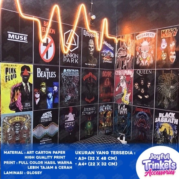 (PART 4) Poster Band Metal Rock Pop Punk A3 A4 - Poster Dinding Aesthetic - Dekorasi Kamar Tidur - P