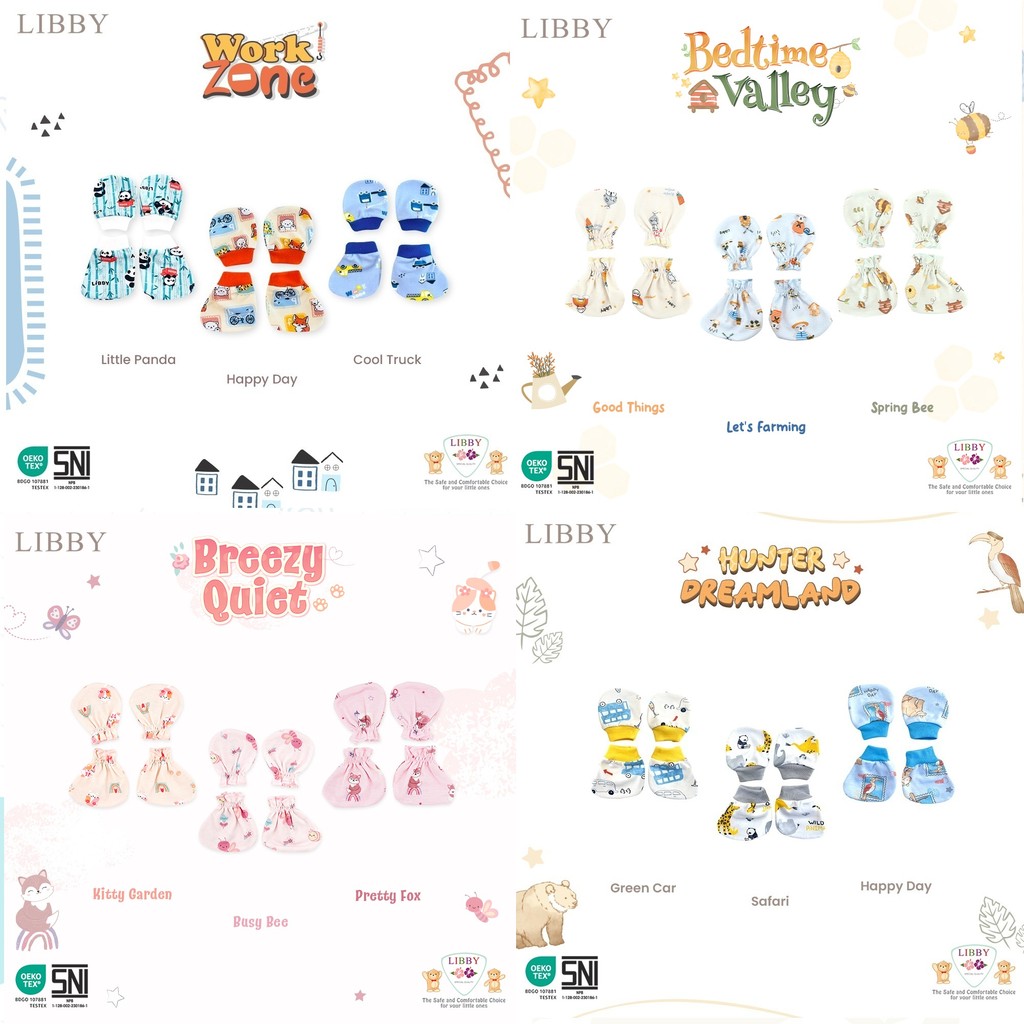 Libby 3bks sarung tangan kaki bayi