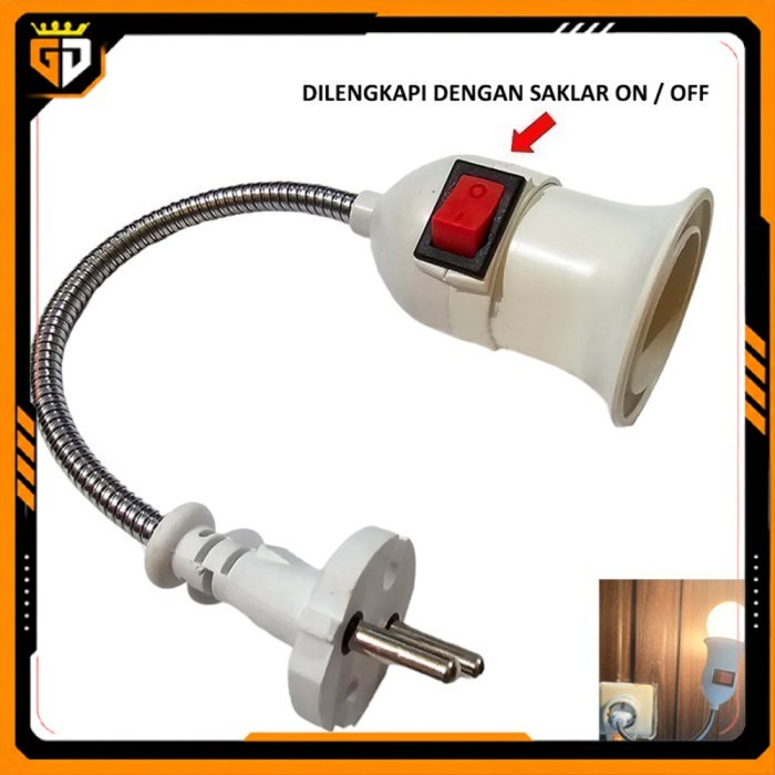 Fitting Lampu Flexible Panjang E27 - Fiting Colok Holder Lampu Fleksibel untuk Bohlam LED dan Lampu 