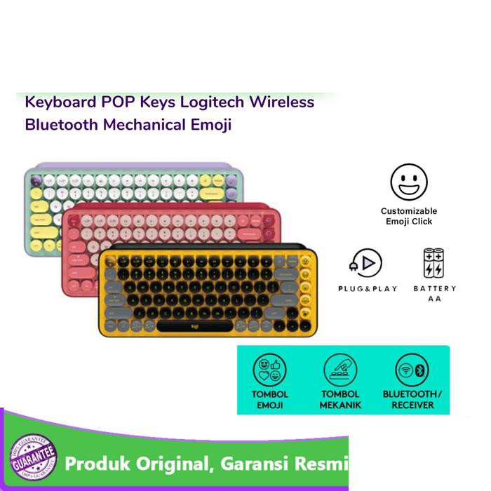 Keyboard Logitech POP Keys Keyboard Wireless Mechanical Compact, Emoji Keys - Daydream Mint