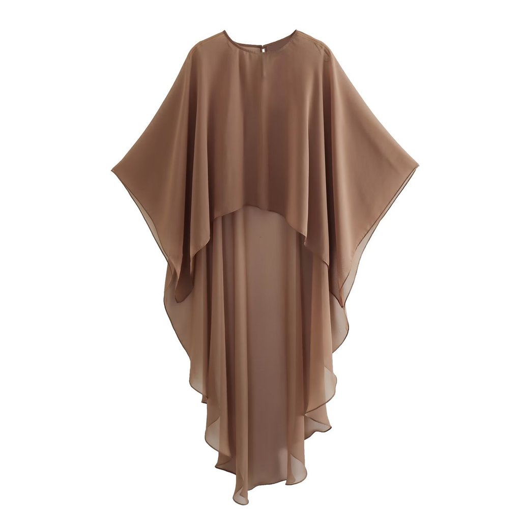 SHEING Kemeja / Atasan Wanita Jaket Tulle Cape Asimetris