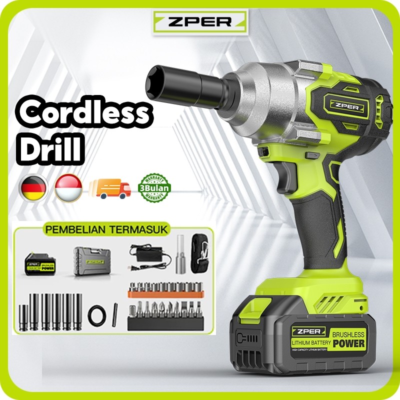 ZPER Impact Wrench Brushless 1200NM Impact Baterai Air Jumbo Cordless Cocok Untuk Baut Otomotif Mesi