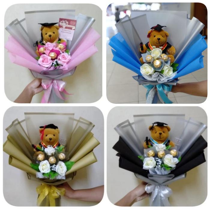 Buket bouquet boneka wisuda coklat ferrero graduation kado wisuda - Coklat Ferero 7