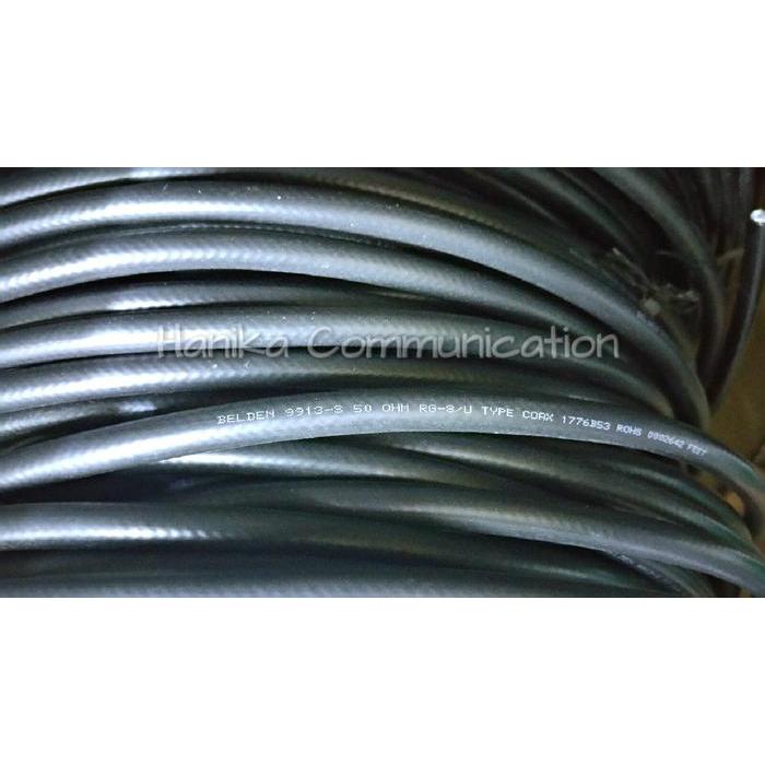 Belden 9913 Kabel Coaxial RG-8 Tembaga Tunggal Hitam USA RG8