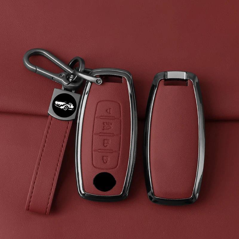 Zinc Alloy Leather Car Key Case Protection Shell Cover for Nissan Juke 2023 X-trail T33 Qasqhai J12 