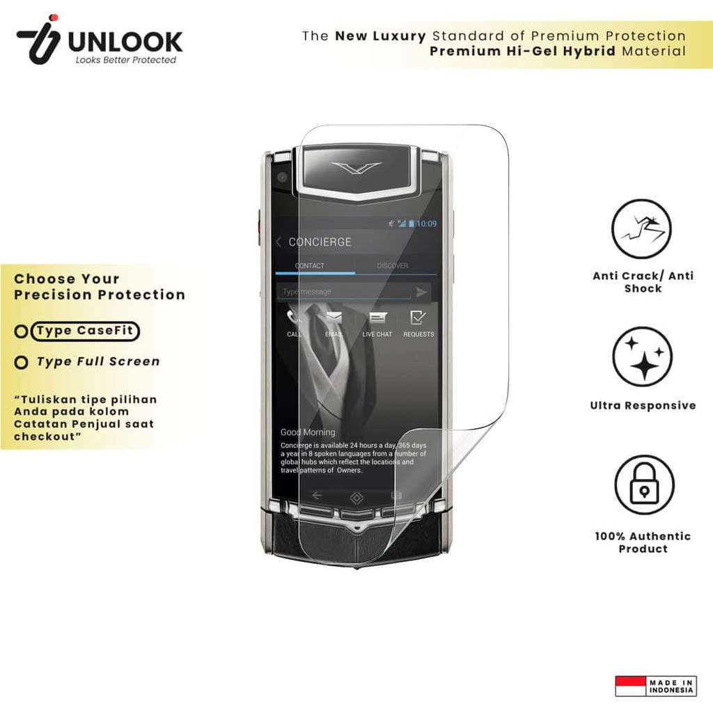 UNLOOK Hi-GEL HYBRID Hydrogel+ Film Protection for Vertu Ti, Signature Touch, Signature