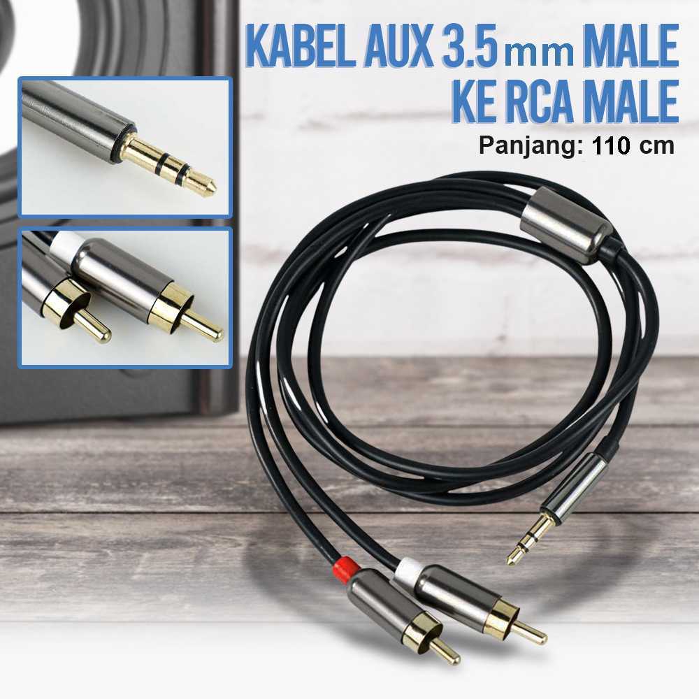 FONKEN Kabel AUX 3.5mm ke RCA Hubungkan HP Laptop ke Speaker Premium