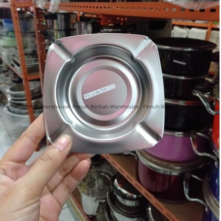 Asbak Cerutu Rokok Stainless Steel Model Kotak 4 Jepitan Rokok Cerutu