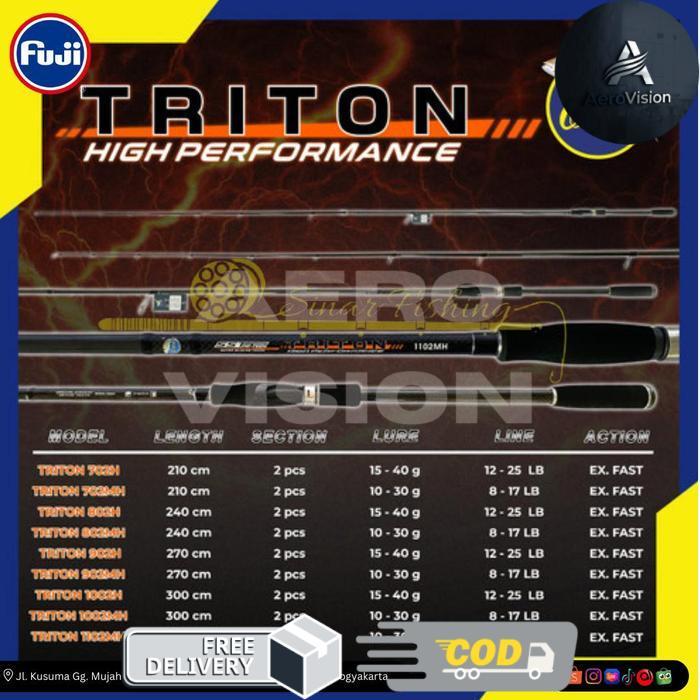 Joran Orca Triton Panjang 3 Meter Bahan Carbon 1002 MH Medium Hard Action Cocok untuk Mancing di Sun
