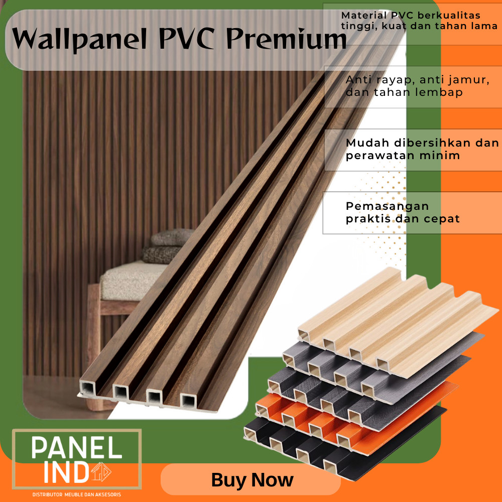 Panel Indo   WallPanel PVC 300cm (INSTANT BANDUNG) WPC Murah Berkualitas Bandung /2.9 M*16 Cm] Dekor