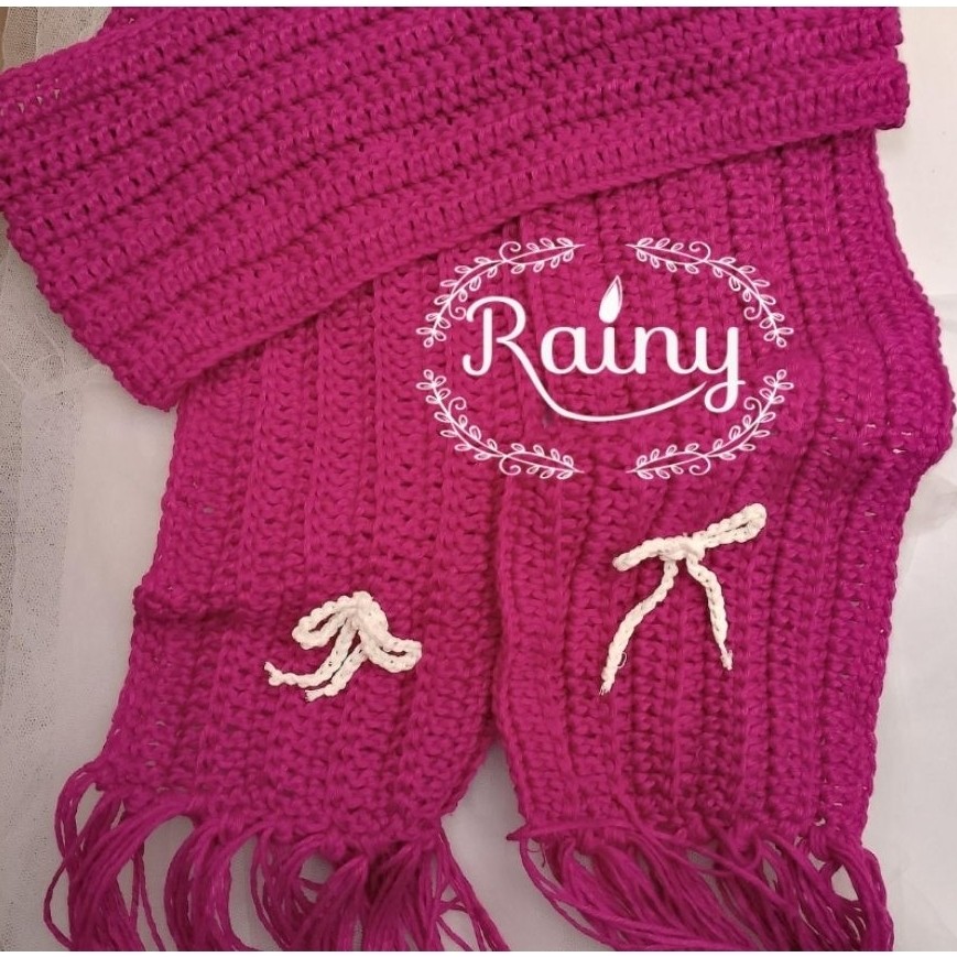 Syal Rajut Mikasa Handmade Crochet Merah