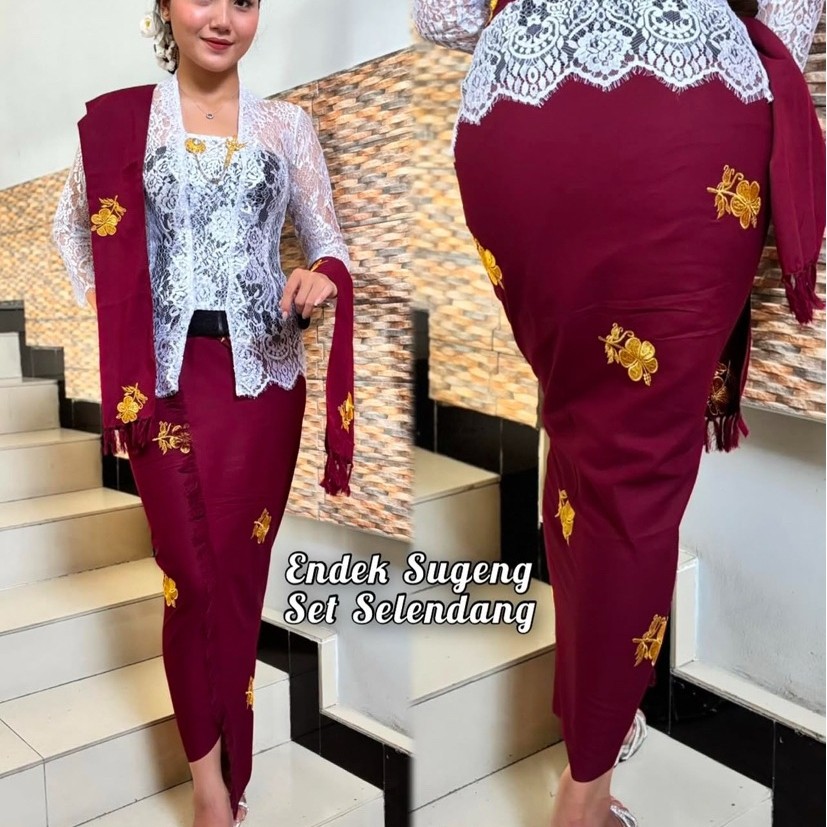 Kamen endek sugeng set selendang premium tabur benang emas