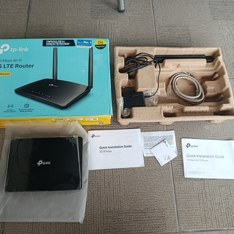 Tp-Link TL-MR6400 -V. 5.20 - 4G LTE Router 300Mbps Wifi - Simcard Unlocked - Bekas Fullset