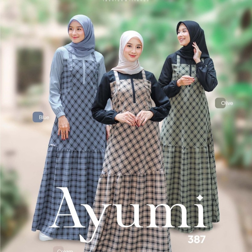 Ayumi 387 Gamis Terbaru by Ethica/Ayumi 387 Olive//Ayumi 387 Caliste Green Loden Frost