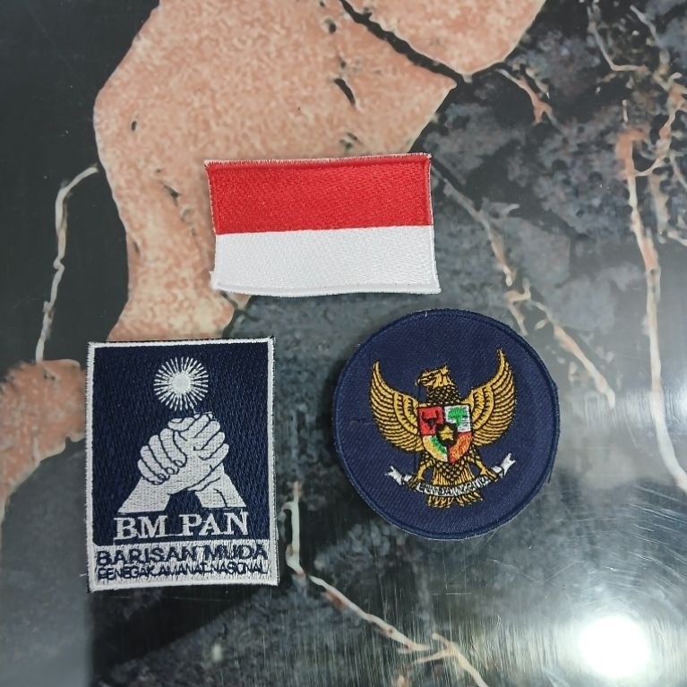 logo bordir bet BM PAN GARUDA BULAT MERAH PUTIH
