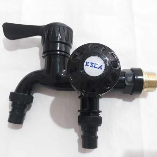 Kran Cabang Plastik Hitam Kran shower - KERAN DOUBLE