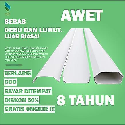 TERUJI Talang Air PVC Gully Trapesium Peralatan Hidroponik 4 meter.