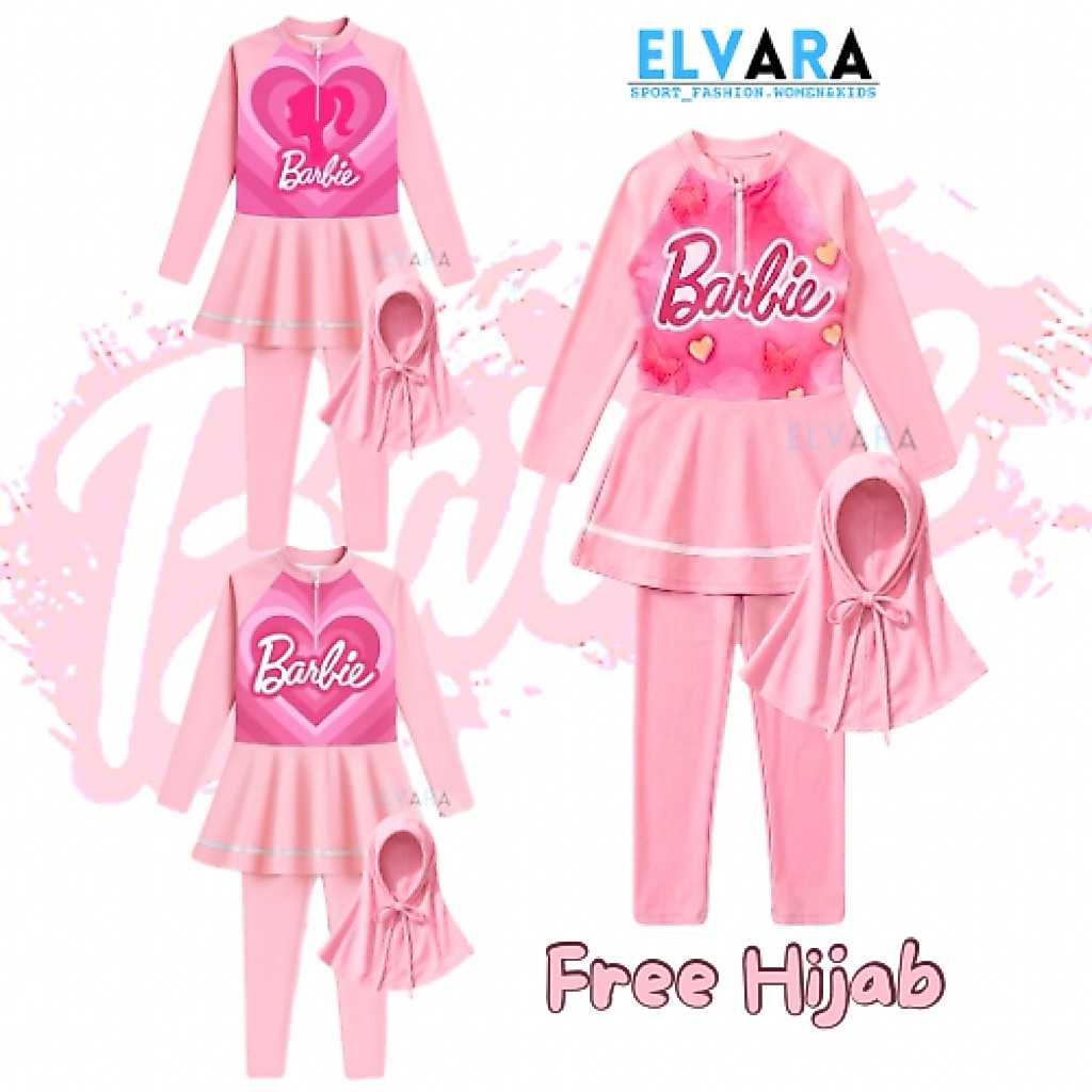 ELVARA Baju Renang Anak Muslimah Barbie Free Hijab
