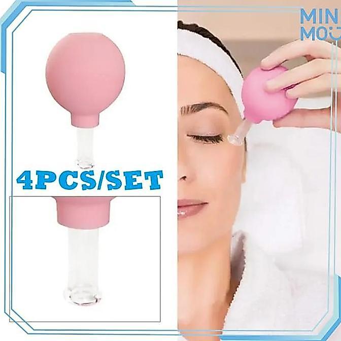BOWTEKH Cupping Bekam Wajah 4PCS/Set Facial Vacuum Cup Kaca untuk Lifting Kulit Wajah Perawatan Waja