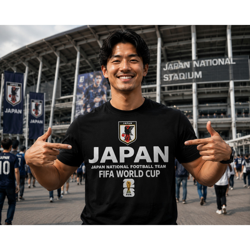 Kaos Lengan Pendek Santai Piala Dunia 2026 Amerika Serikat, Kanada, Meksiko - Timnas JAPAN FREE TOPI