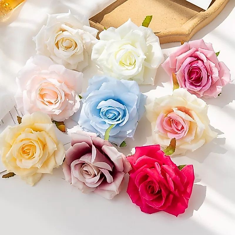 Kepala Bunga - Mawar Premium 10 cm MIRIP ASLI Kain Besar Jumbo Artificial Flower Real Rose Diamond D