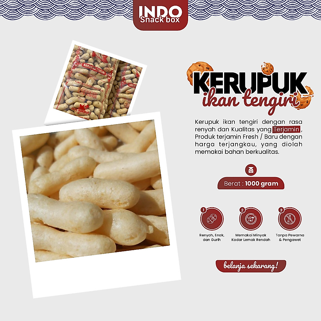 Kerupuk Ikan Tenggiri Khas Jawa Timur Cemilan Kiloan Kemasan 1 Kg
