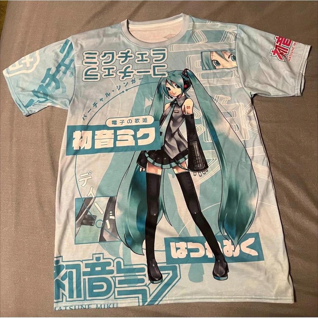 2026 Summer Miku Hatsune Retro Cosplay T-shirt Men's Oversized 3D Printed Short-sleeved Family Uni C