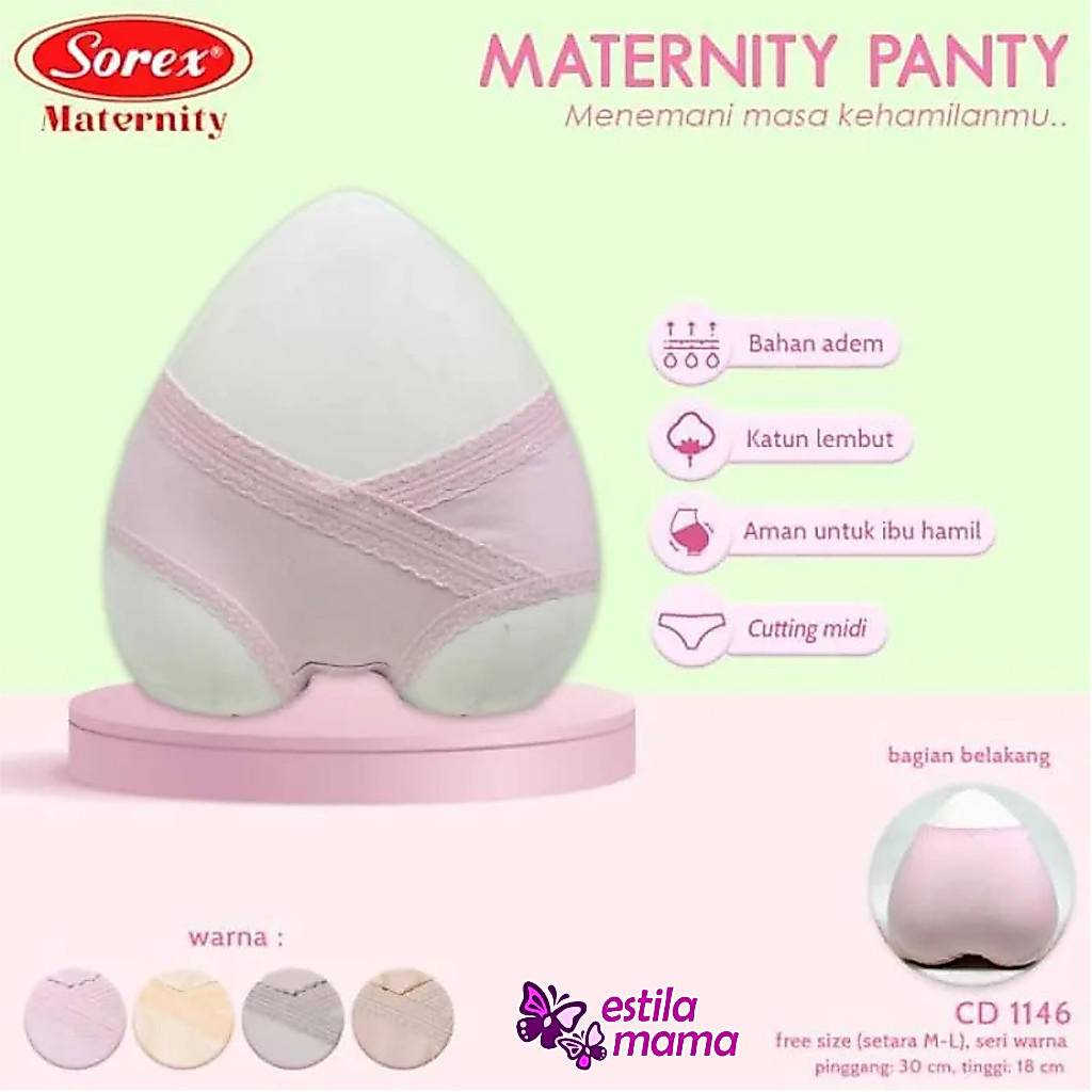 Sorex - 1146 Celana dalam / CD hamil / maternity panty katun lembut elastis hipster renda (M0128)