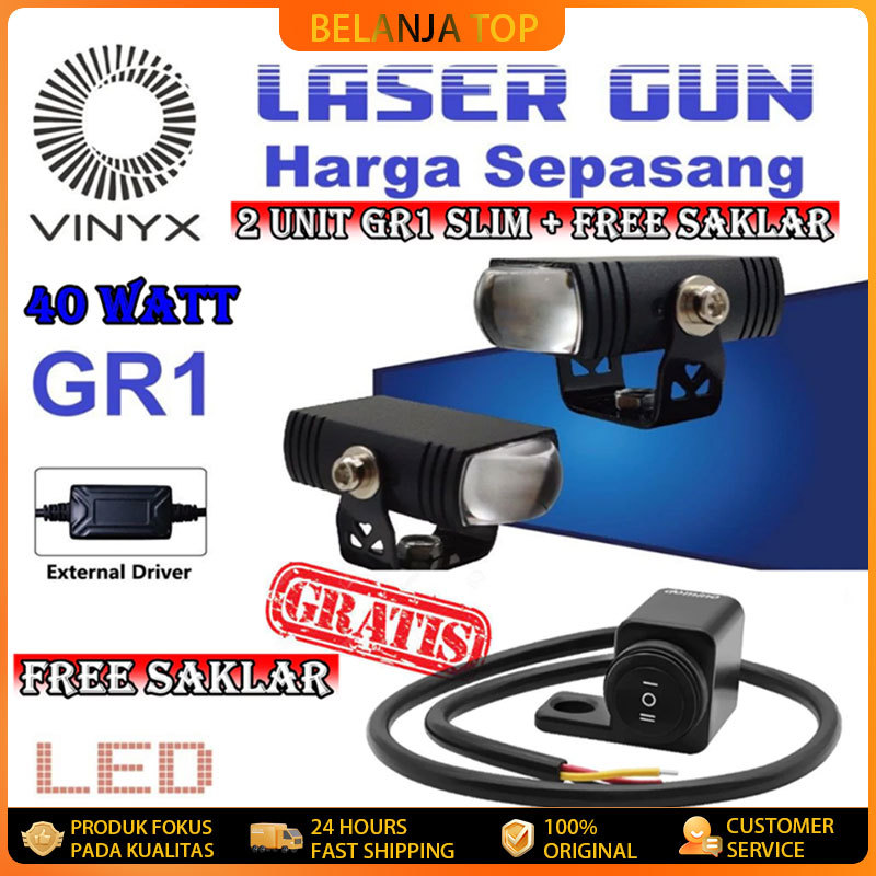 VINYX - ORIGINAL LAMPU TEMBAK VINYX GR1 D2 MINI SLIM SOROT LED LASER GUN 20 WATTT 2 WARNA X-7SEVEN H