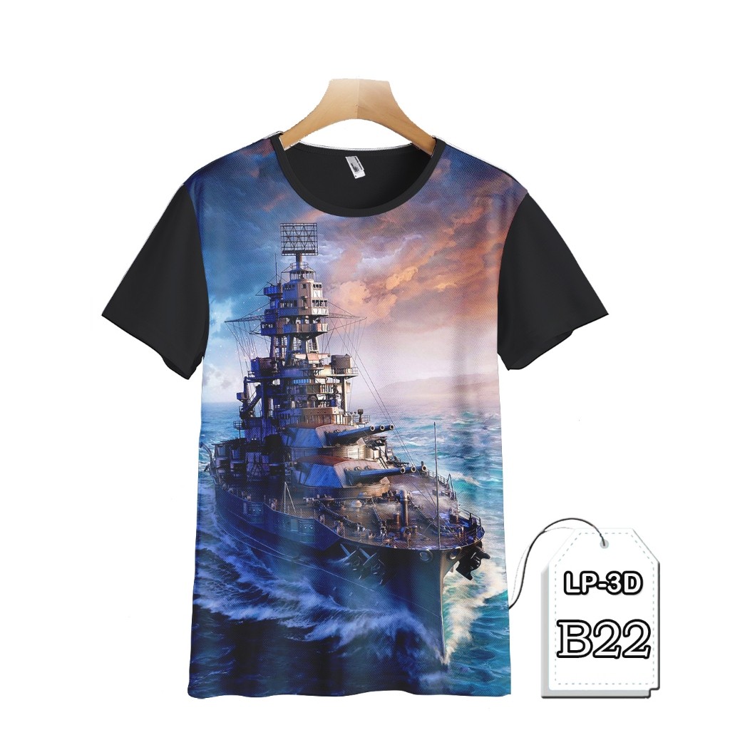Kaos Kapal Perang War Ship Kapal Tempur Militer Baju Anak dan Dewasa Printing 3D Fashion Trendy S-2X