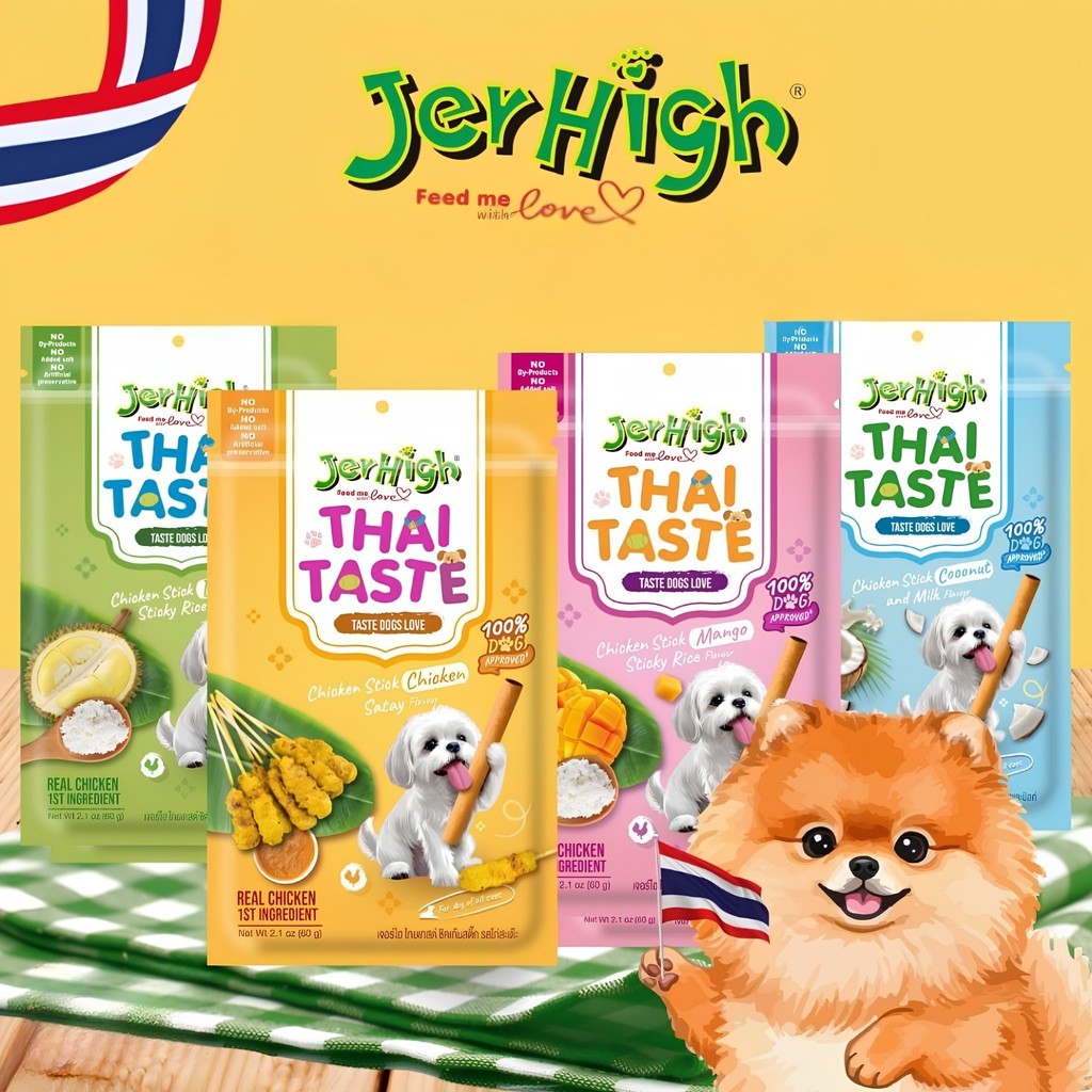 JERHIGH Thai Taste 60 GR Dog Snack Cemilan Stick Treats Treat Anjing Human Grade Mango Durian Rice C