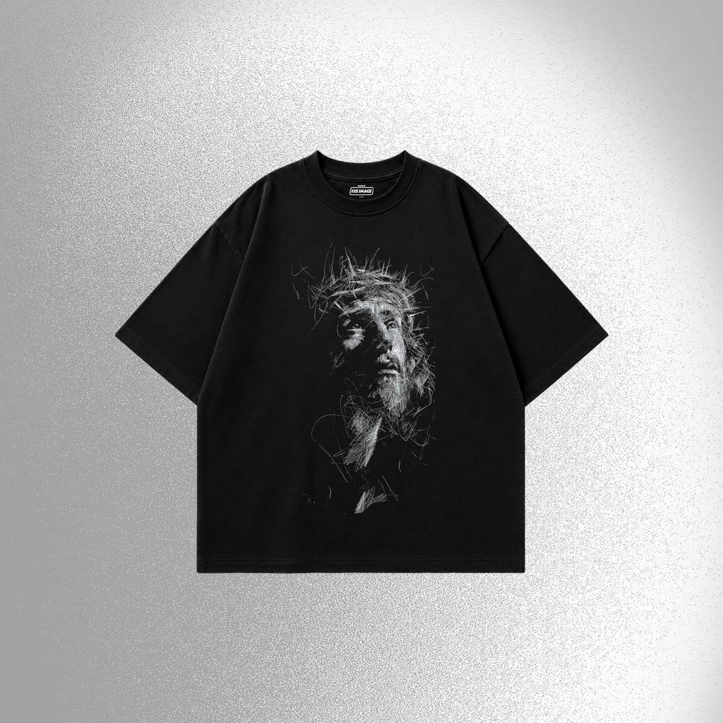 JELOOF Oversize Tshirt Kristen Sketch of Jesus | Cotton 20s Premium T-shirt 200gsm+ | BOLD series 5