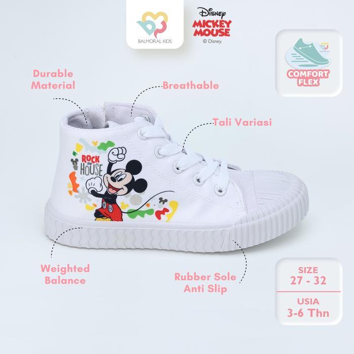 Balmoral Kids Sepatu High Sneakers Disney Usia 4 - 6,5 Tahun MN/MC-MKH03/04 - White, 27