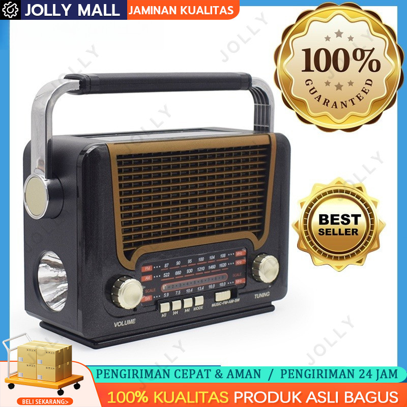 Radio Fm Bluetooth/AM/SW Radio Jadul Player Radio Portabel Retro Solar Pengisian DenganSenter Kartu 