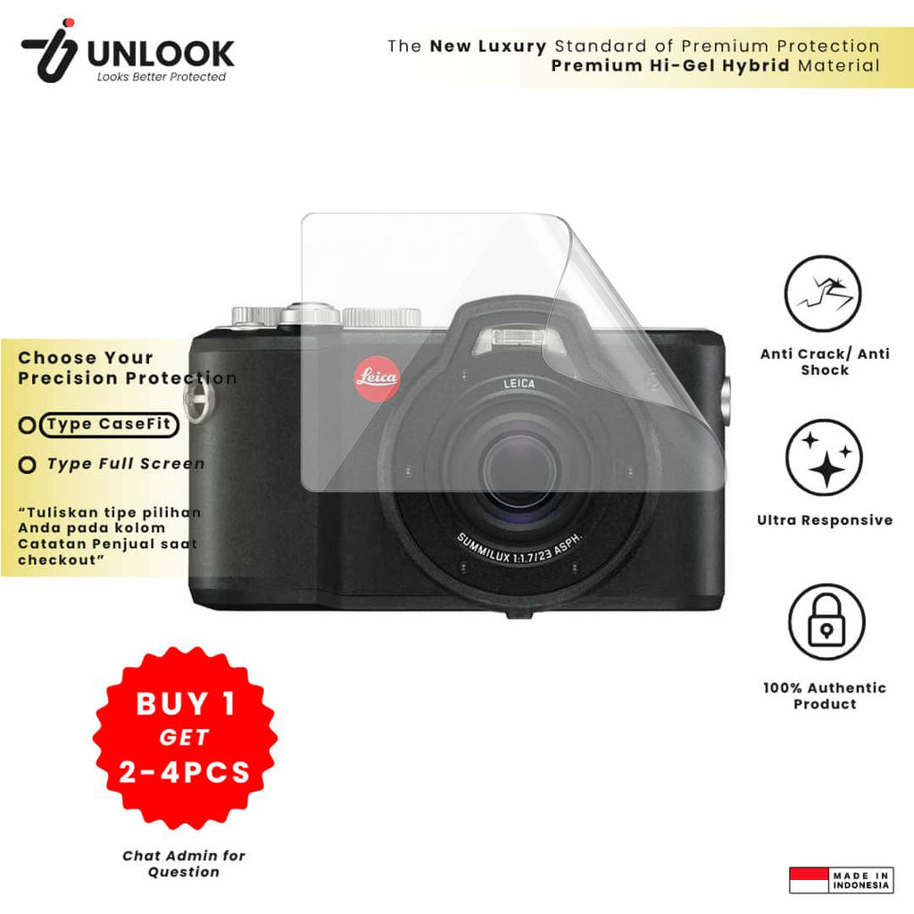 UNLOOK Hi-GEL HYBRID Hydrogel+ Screen Protector for Leica X-U (Typ 113), X2, X (Typ 113), V-Lux 5, V