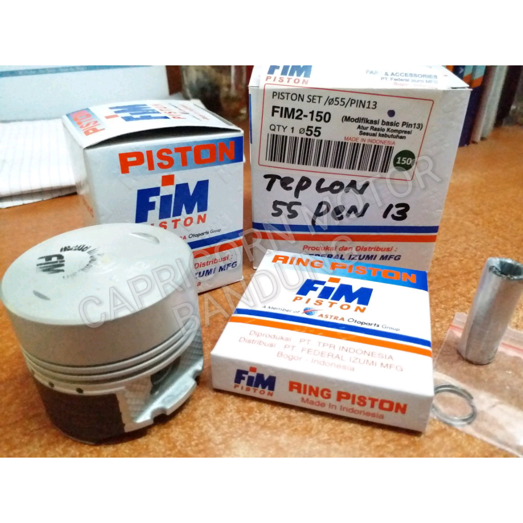 Piston Kit Custom Mentah Kompresi Tinggi Teflon Seri FIM2 RACING JUPITER Z 55 PIN 13 FIM IZUMI