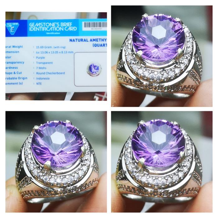 Cincin Natural Amethyst Cutting Custom Memo Top Quality
