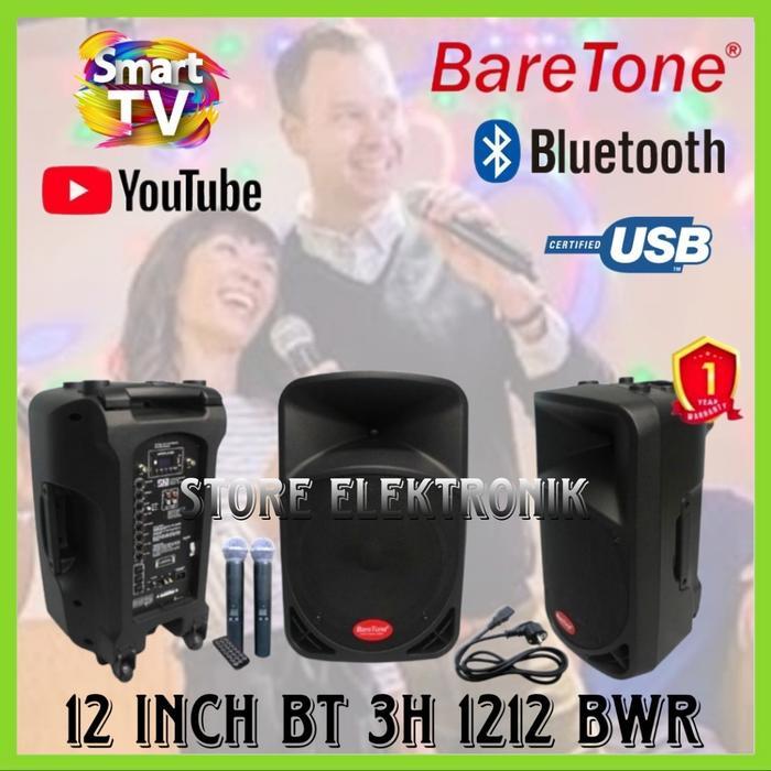 Speaker Baretone 12 Inch Bt 3H 1212 Bwr Portable Wireless Bluetooth