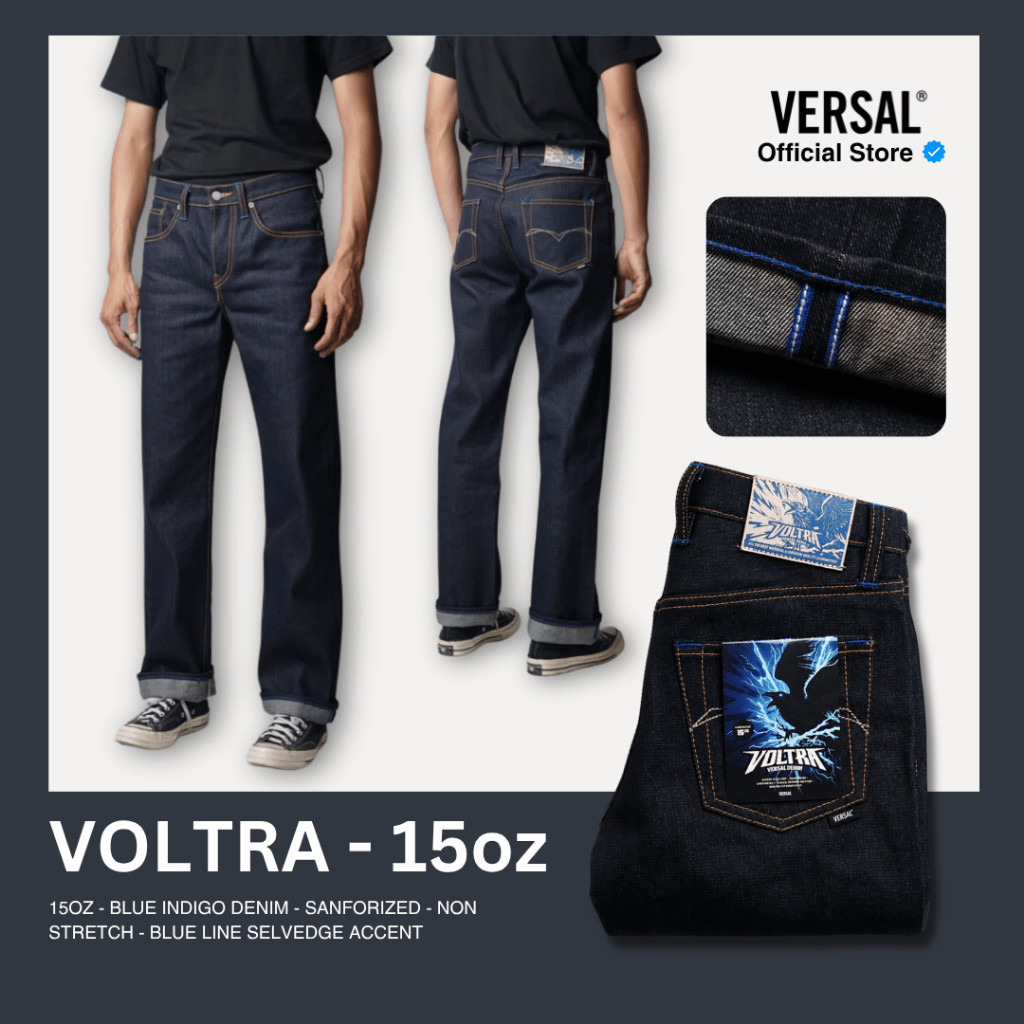 Versal The Finest - VOLTRA 15oz Blue Indigo Denim Selvedge Accent (Ready Stock)