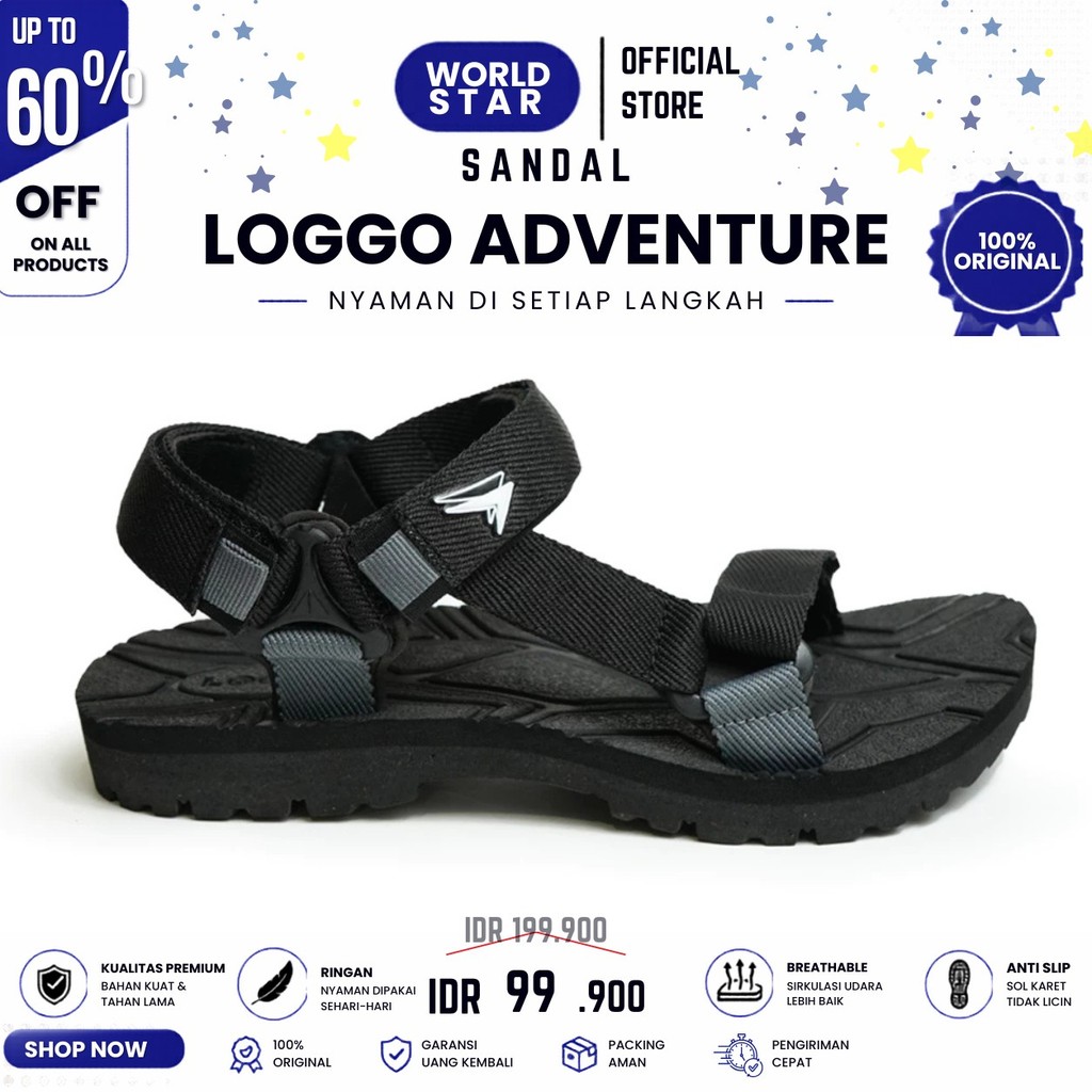 Sandal Loggo Adventure Series - Sandal Gunung warna Abu size 34-43