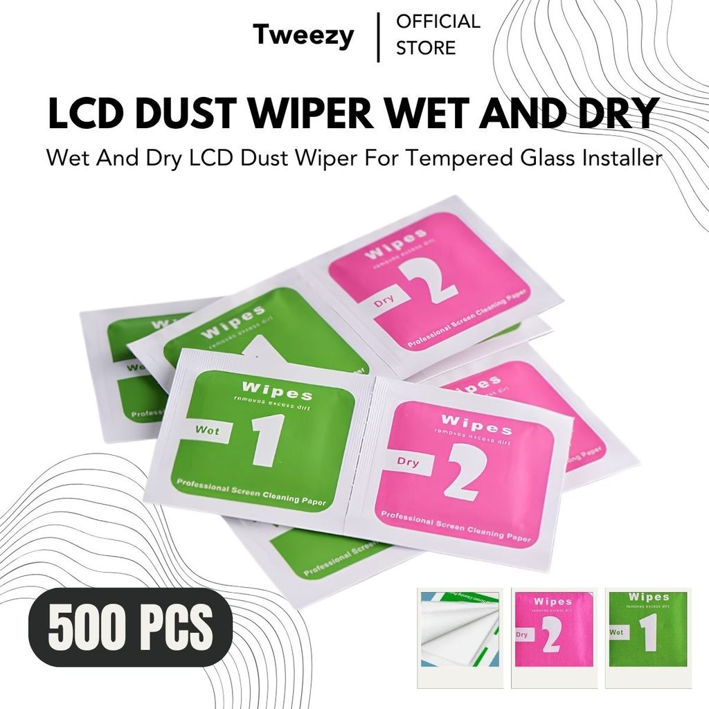 1 PACK 500 SET Tisu Tempered Glass HP Wet Dry Wipes Pembersih Layar Anti Debu Anti Sidik Jari