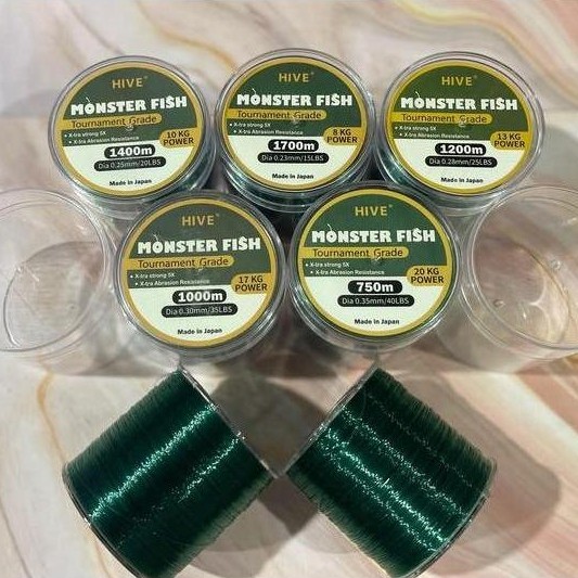 HIVE Monster Fish Senar Pancing Kuat 500m-1800m Bahan Nilon Impor Japan Max Drag 6-30KG Diskon