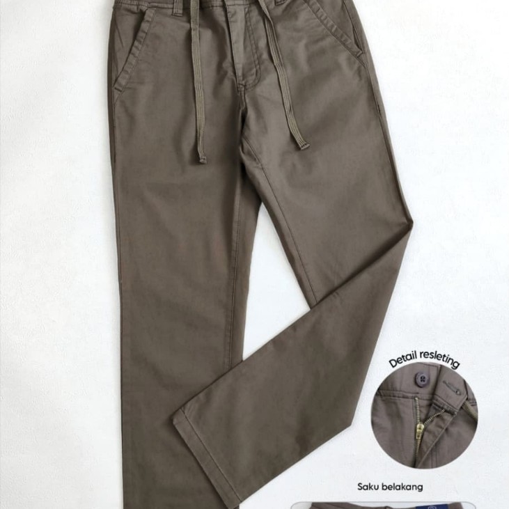 Celana Panjang Rolun RIB Zipper Coklat