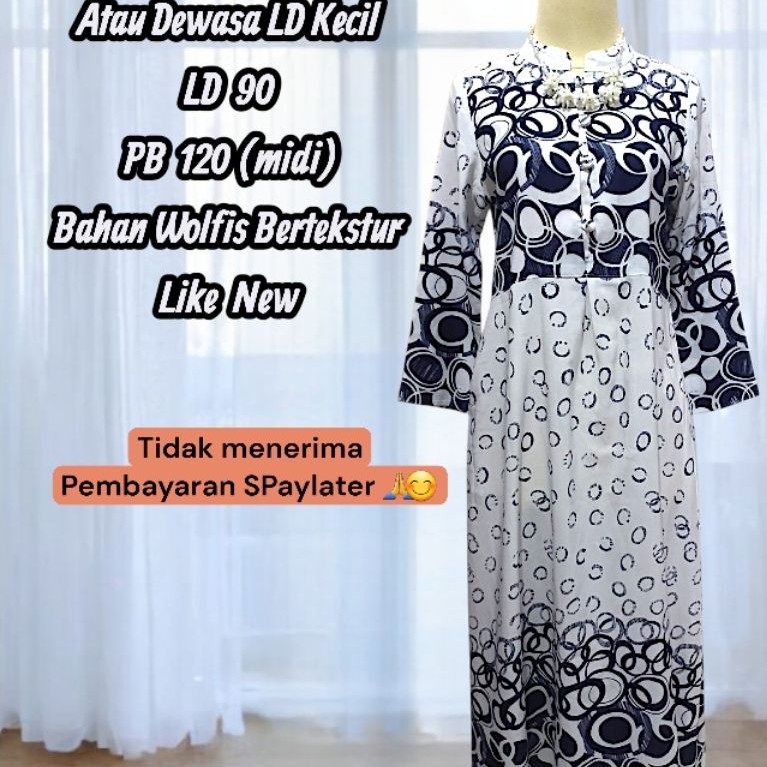 PL Pribadi Gamis Wolfis LD 90 / Gamis Remaja / Gamis Dewasa LD 90 Like New