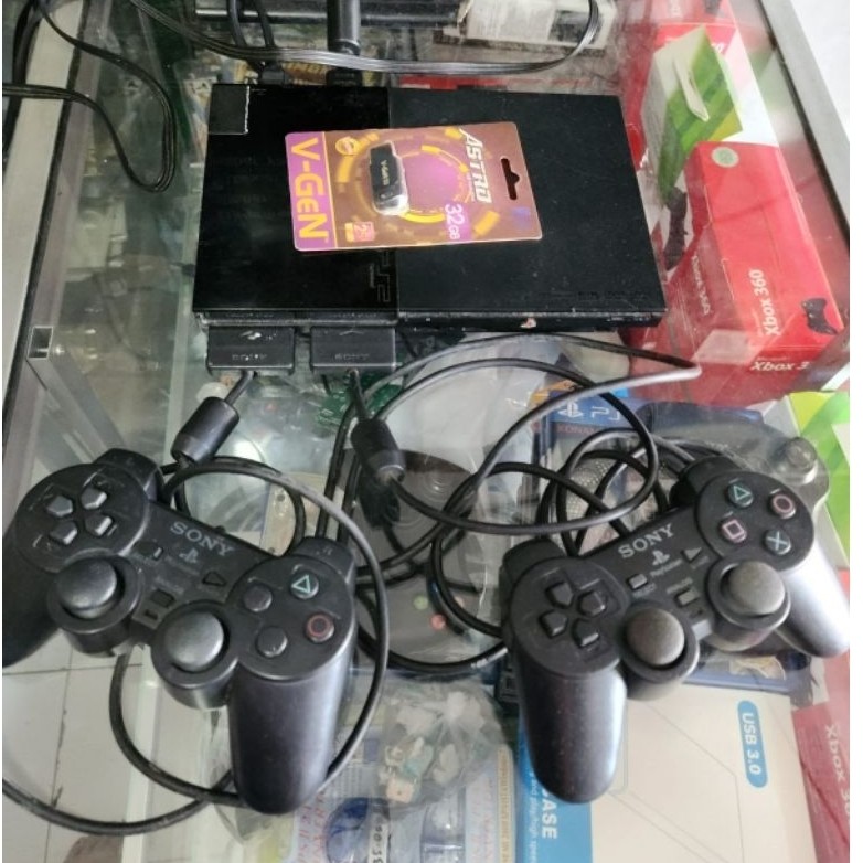 bismillah jual ps 2 slim matrix seri 9 flashdisk 32 gb stik 2 kbel² lengkap
