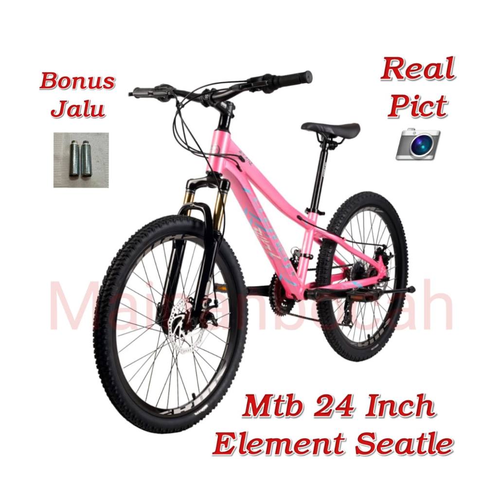 [BONUS JALU] TERMURAH Sepeda gunung MTB 24 Element Seatle frame alloy MTb 24inch