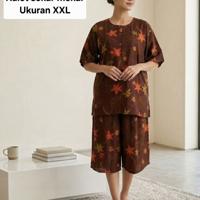 Setelan Kulot (lengan pendek celana pendek) baju tidur (baby doll) merk Sekar Mekar ukuran XXL JUMBO