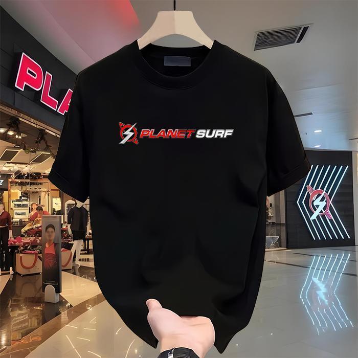 Kaos Planet Surf Oblong Pria – Cotton T-Shirt Lengan Pendek Surf Logo – Baju Cowok Casual Adem distr